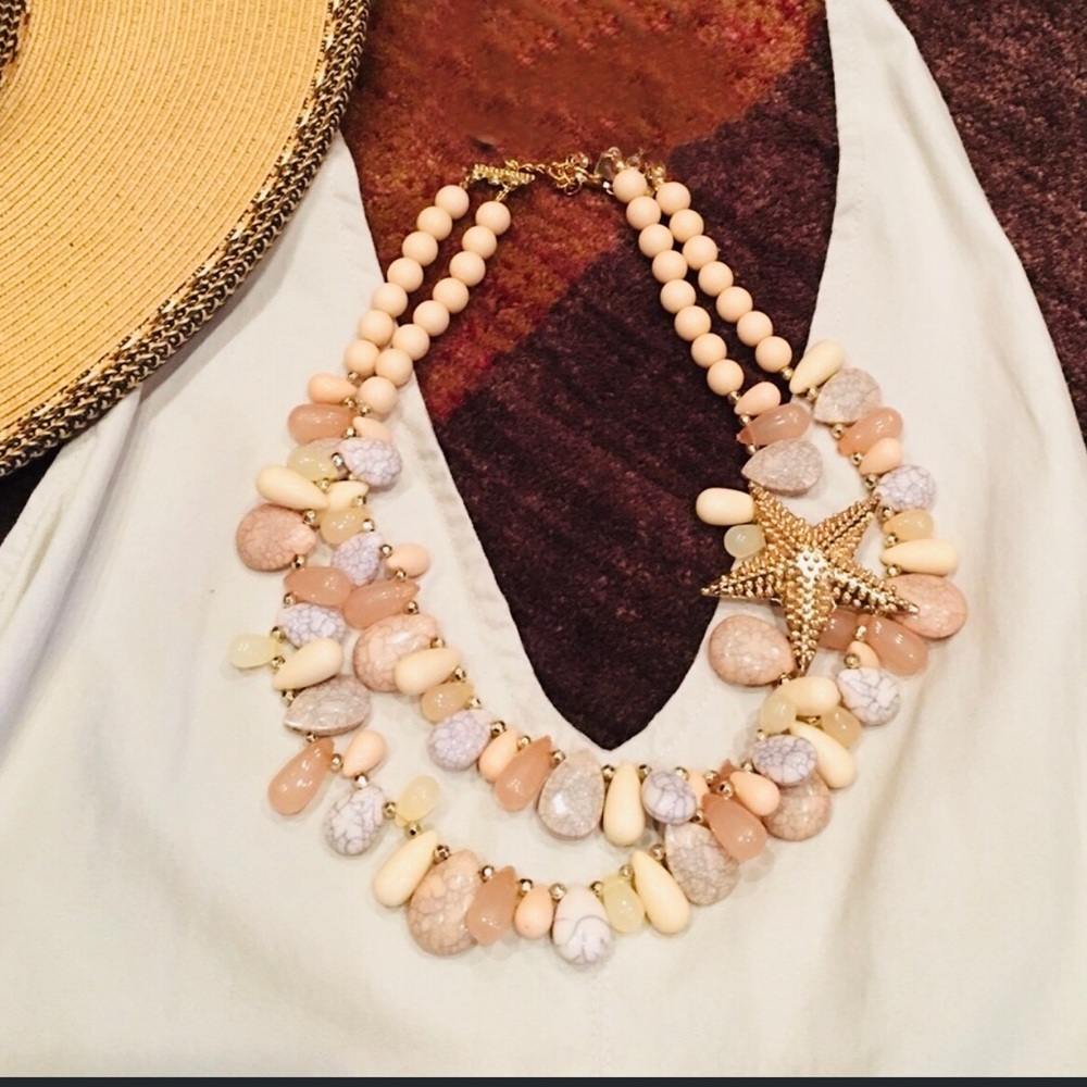 Starfish Beach Pebbles Statement Necklace‎